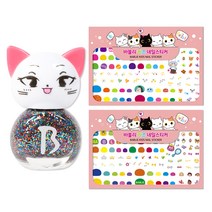 바블리 키즈네일 냥이 오색블링핑 + 어린이네일스티커 세트, 랜덤 발송, 1세트