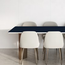 어나더 양면 가죽 방수 식탁보 모서리라운딩5mm, 네이비 + 옐로우, 80 x 160 cm