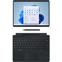 마이크로소프트 2022 서피스 프로 8 13 + 블랙 타입커버 + 슬림펜2, 그래파이트(Surface Pro8), 블랙(타입커버, 슬림펜2), 코어i5, 256GB, 8GB, WIN11 Home, 8PQ-00030(Surface Pro), 8X6-00017(타입커버)