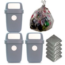 올리빙 도트 분리수거함 60L x 3개 + 전용비닐 100매, 그레이, 1세트