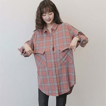 슈슈링 체크 임산부 롱 셔츠