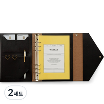 퍼니메이드 클러치 6공 다이어리 커버 A5 세트, 블랙, 2세트