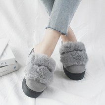 벨라노이 여성용 따뜻 푹신 베이직 사무실 통굽 털 슬리퍼 5cm