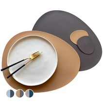심플리까사 실리콘 테이블매트 2종 + 티코스터 2종 세트, 위트 골드, 모카 커피, 테이블매트(W 43cm x L 34cm x 두께 1.4mm), 티코스터(W 11cm x L 10cm x 두께 1.4mm)
