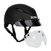 소나 오토바이 전동킥보드 라이딩 경량 헬멧 SN-100, 블랙무광(W투명쉴드)