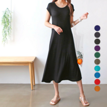 아이엠수 데일리 캡소매 롱 원피스