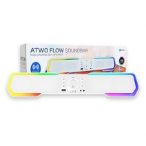 에이투 플로우 RGB LED 레인보우 블루투스 5.3 게이밍 사운드바 스피커 화이트, ATWO FLOW