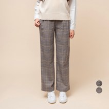 캐럿 여성 핀턱 체크 팬츠