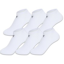 푸마 스니커즈 발목 스포츠 양말 6족, WHITE