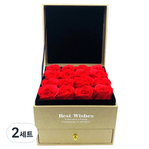 바미샵 비누장미 용돈 선물박스 + 비누 장미꽃 16p, 레드, 2세트