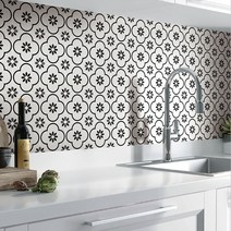 밍샴라이프 셀프시공 디자인 북유럽 타일시트지 10매, 꽃1024