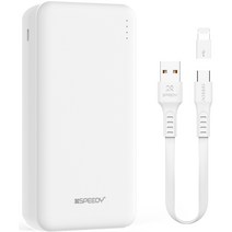 SPEEDY 슬림 듀얼 보조배터리 20000mAh 2A + C타입 케이블 + 8핀 젠더 세트, SPE-2PCPPB200A, 혼합색상