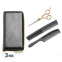 셀리본 진 골드블링 블런트 미용가위 + 커트빗 2종 + 크리닝페이퍼 + 완충케이스 세트 JIN9105A, 혼합 색상, 3세트