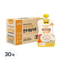 엘빈즈 이지밀 맘편한 파우치 이유식 7개월 이상, 한우새송이죽, 30개, 100g