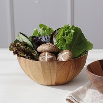 아카시아 샐러드볼 대, 혼합색상, 1개