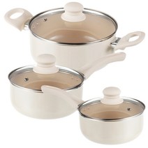 탐사 IH 인덕션 냄비 3종 세트, 크림화이트, 편수 냄비 16cm + 편수 냄비 18cm + 양수 냄비 20cm
