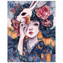 로디즌 명화 그리기 DIY 세트 40 x 50 cm, 토끼가면 소녀