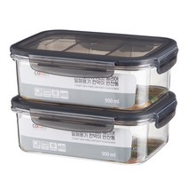 코멧 BPA FREE 클리어 밀폐용기 칸막이 반찬통 900ml, 2입, 반찬통 2개