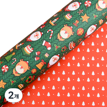 크리스마스레자크 산타 포장지 20p, 그린, 2개