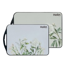 Holin 프리미엄 3중 TPU 양면 도마 화이트플라워 2종 세트, 1세트, 도마 중 1p+도마대 1p