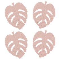 플라이토 실리콘 나뭇잎 컵받침 4p, 핑크베이지