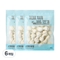 ThinkYourDogTeeth 소가죽 반려견 우유껌 18p 250g, 우유, 6개입