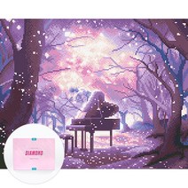 디클레어 액자 캔버스형 보석십자수 DIY 키트 40 x 50 cm, 숲속 피아노, 1세트