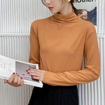 공블리 여성용 드레이프 하이넥 티셔츠 CST1480