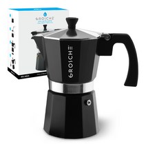 그로쉬 에스프레소 커피 메이커 밀라노 모카포트, Black 6컵, 1개