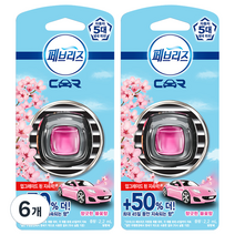 페브리즈 차량용 방향제 향긋한 봄꽃향 2.2ml, 6개