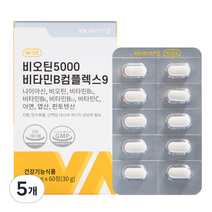 비타민마을 비오틴 5000 비타민B 컴플렉스 9 30g, 60정, 5개, 60정