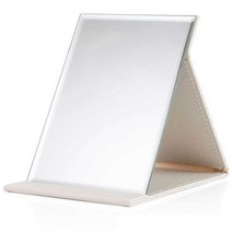 [테이블스탠드조명거울] 무다스 PU 커버 접이식 휴대용 탁상 거울 대형, 화이트