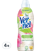 버넬 그린 고농축 섬유유연제 피오니 앤 화이트티 본품, 900ml, 4개