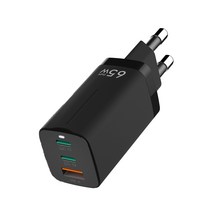 [a65] 아라리 GaN USB C타입 멀티 포트 고속 충전 어댑터 A65W, 블랙, 1개