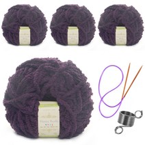 해피푸들 극세사 수면사 털실 80g 4p+줄바늘+뜨개반지, 35 비쟌티움