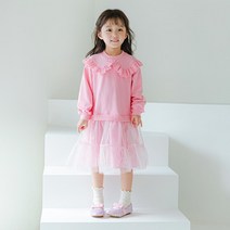 라라아망 여아용 핑크레이스 원피스