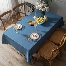 제이토리 블루 무지 식탁보, 130 x 180cm