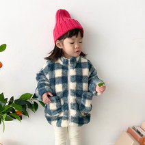 아도르베베 아동용 보아 플리스 체크점퍼
