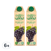 돈시몬 착즙 적포도 주스, 1L, 6개
