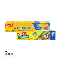 글래드 매직랩 일반형 30cm x 21.6m + 집슬라이드 지퍼백 대형 8p, 3세트