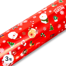 빨간코 산타와 루돌프 메탈롤 포장지, 레드, 3개