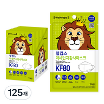 웰킵스 미세먼지황사마스크 대형 KF80, 1개, 125개, 백색