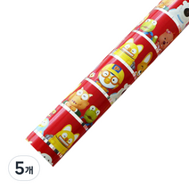 뽀로로 증착롤 포장지 대 53cm x 12m, 레드, 5개