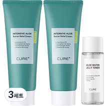 김정문알로에 큐어 인텐시브 알로에 배리어 릴리프 크림 100g x 2p + 워터 젤리 토너 50ml 세트, 3세트