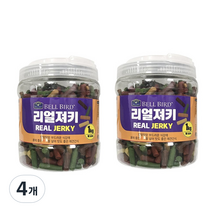 벨버드 리얼져키 대용량 강아지 간식 1kg, 4개, 황태 + 오리 + 연어 + 치즈 + 침치 + 시금치 혼합맛