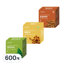 다하다 현미녹차 둥굴레차 메밀차 3종 세트, 600개, 1.2g
