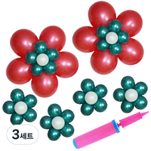리빙다 2단꽃풍선키트 미드그린 4p + 3단꽃풍선키트 레드그린 2p + 손펌프 랜덤발송 세트, 혼합색상, 3세트