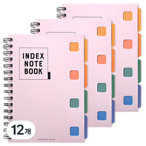 투영디자인 PP 미니 인덱스 노트, 핑크, 12개