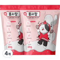 홍사장 고양이 모래 벤토나이트, 4개, 6kg