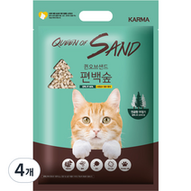 퀸오브샌드 편백나무 고양이 모래, 4개, 6L